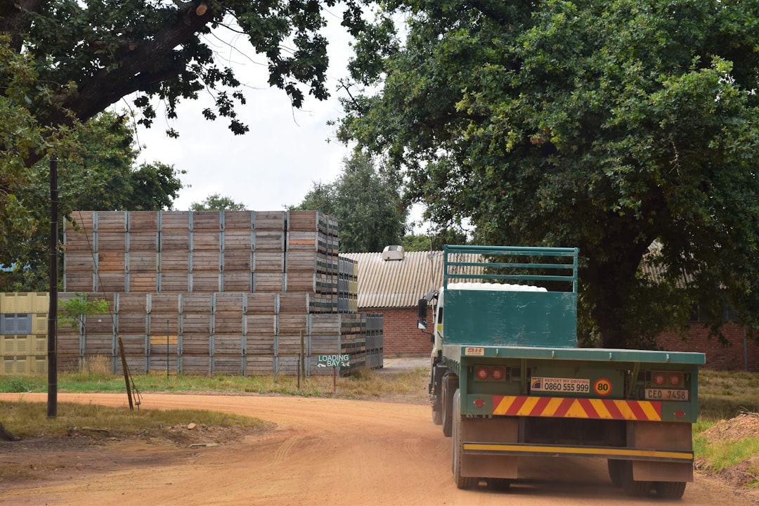 Commercial truck travelling on a road